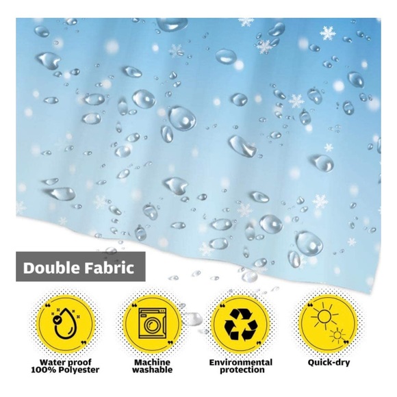 Funnytree Blue Winter Snowflake Shower Curtain Set - Picture 3 of 4
